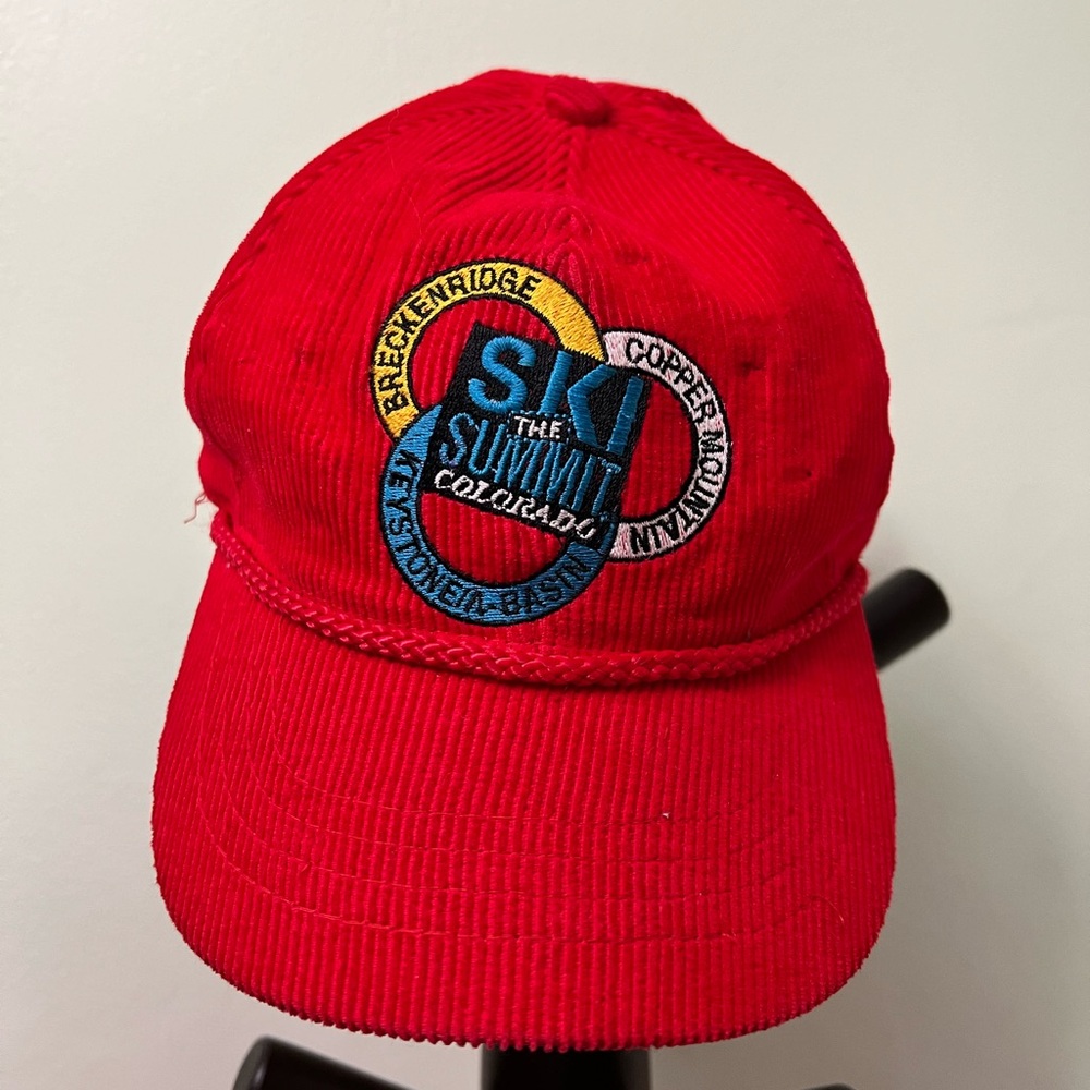 Breckenridge ski red corduroy hat 100 percent cotton
